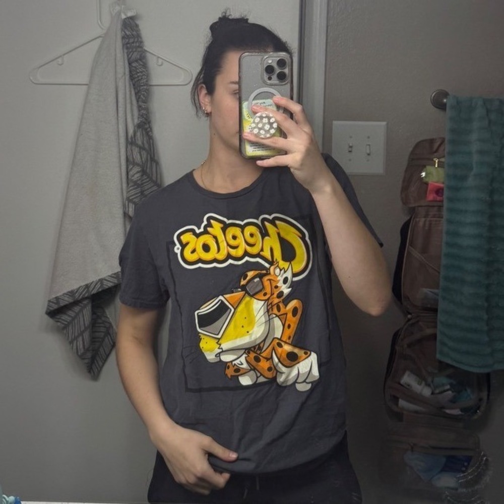Cheetos Graphic T Shirt Chester Cheetah Logo Tee Charcoal Medium